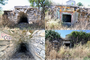 Cabanillas de la Sierra. Comenzando por arriba a la izquierda y en el sentido de las agujas del reloj: cuevas primera, segunda y tercera, e interior de la primera. La numeración la hemos asignado por el orden en que las vemos en la calleja de las Cuevas, a la derecha de nosotros, según venimos de la calle del Ejido. El estado de las mismas es el que se puede deducir de las imágenes, por lo que, además de estar prohibido (son propiedad privada), no se recomienda el acceso a ellas Cabanillas de la Sierra. Comenzando por arriba a la izquierda y en el sentido de las agujas del reloj: cuevas primera, segunda y tercera, e interior de la primera. La numeración la hemos asignado por el orden en que las vemos en la calleja de las Cuevas, a la derecha de nosotros, según venimos de la calle del Ejido. El estado de las mismas es el que se puede deducir de las imágenes, por lo que, además de estar prohibido (son propiedad privada), no se recomienda el acceso a ellas