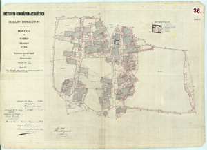 Canencia, Plano de Canencia, de 1879, en el que aparece la distribución interna del antiguo Ayuntamiento (ya desaparecido) (POBL280671_1879_CANENCIA CC-BY CC-BY 4.0 ign.es)