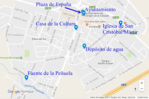 Torrejn de la Calzada, Mapa de los lugares de inters de Torrejn de la Calzada