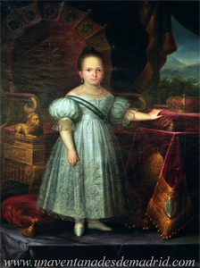 Isabel II, "Nia ante el trono", retrato de Luis de la Cruz y Ros, de alrededor de 1835. Museo de Historia de Madrid