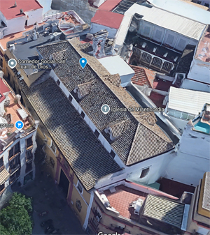 Sevilla, Captura de Google Maps del antiguo Hospital de la Misericordia
